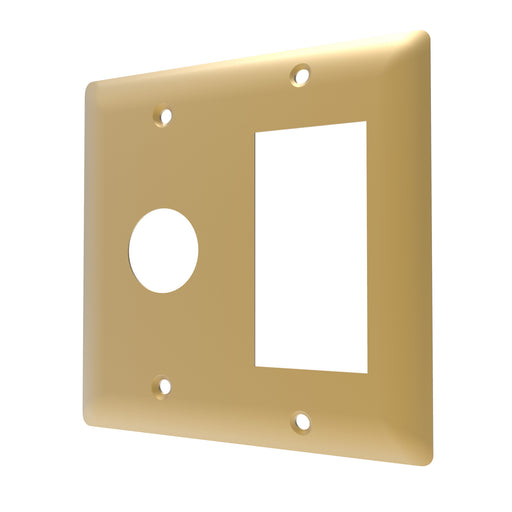 Amba Products Radiant Collection AR-DGP-SB Double Gang Plate Wall Plate - 0.25 x 4.5 x 4.5 in. - Satin Brass Finish