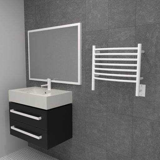 Amba Products Jeeves Collection HCW Model H Curved 7-Bar Hardwired Towel Warmer - 6.5 x 21.25 x 18.75 in. - White Finish