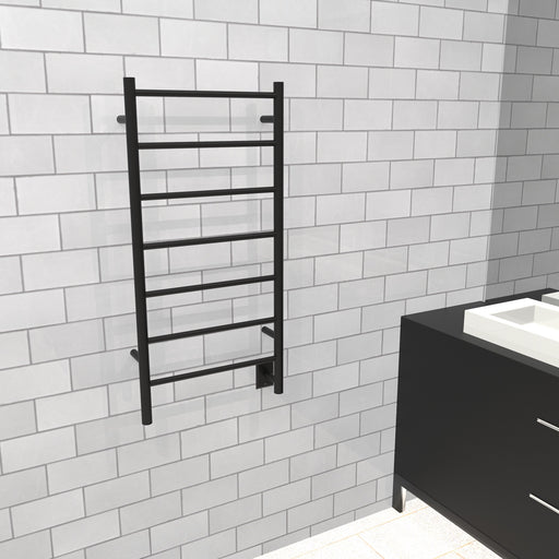 Amba Products Jeeves Collection FSMB Model F Straight 6-Bar Hardwired Towel Warmer - 4.5 x 21.25 x 41.75 in. - Matte Black Finish