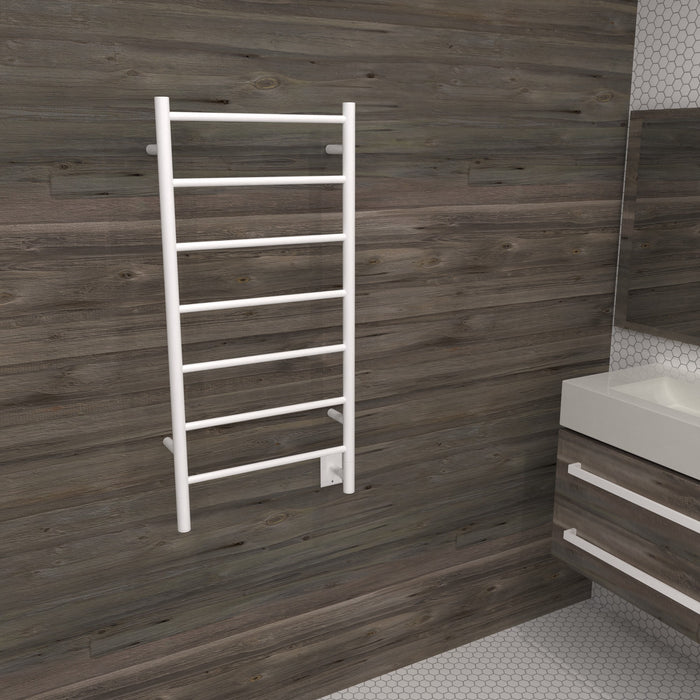 Amba Products FSW Jeeves Model F Straight 7-Bar Hardwired Drying Rack Towel Warmer - 4.5 x 21.25 x 41.75 in. - White Finish
