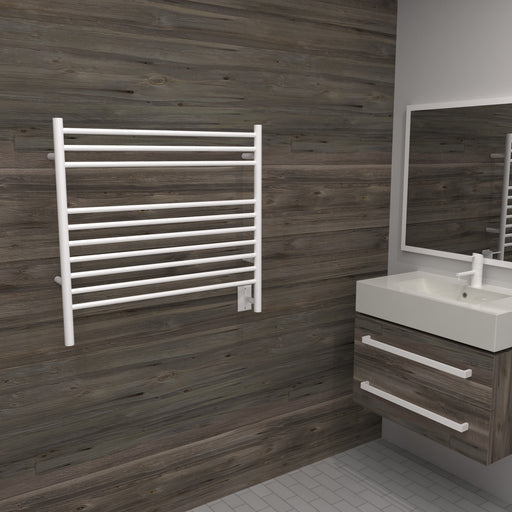 Amba Products Jeeves Collection KSW Model K Straight 10-Bar Hardwired Towel Warmer - 4.5 x 30.25 x 27.75 in. - White Finish