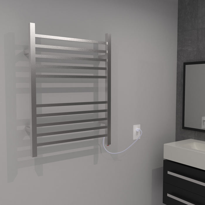 Amba Products Radiant Collection RSWP-B Square Plug-In 10-Bar Towel Warmer - 4.75 x 23.625 x 31.5 in. - Brushed Finish
