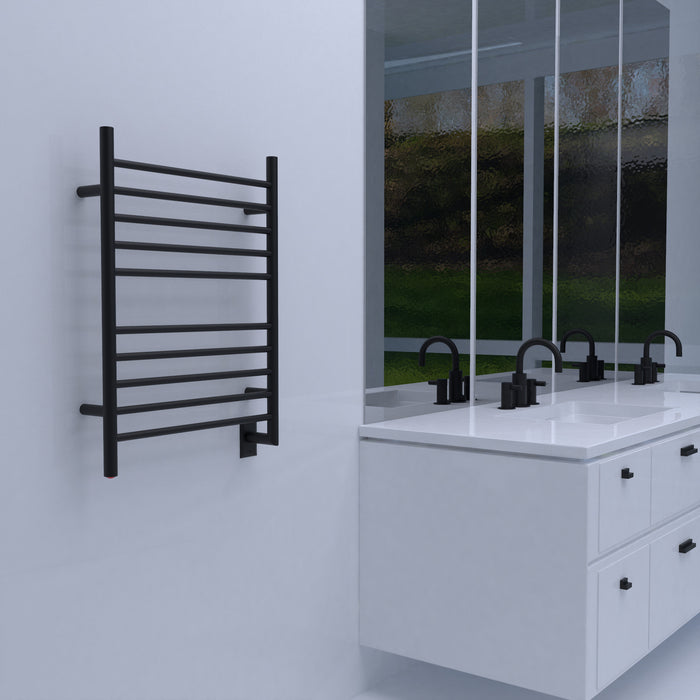 Amba Products RWH-SMB Radiant Straight 10-Bar Hardwired + Plug-in Combo Towel Warmer - 4.75 x 24.5 x 31.875 in. - Matte Black Finish