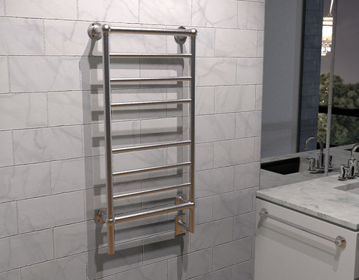 Amba Products Traditional Collection T-2040BN 8-Bar Hardwired Towel Warmer - 5.375 x 21 x 43.125 in. - Brushed Nickel Finish
