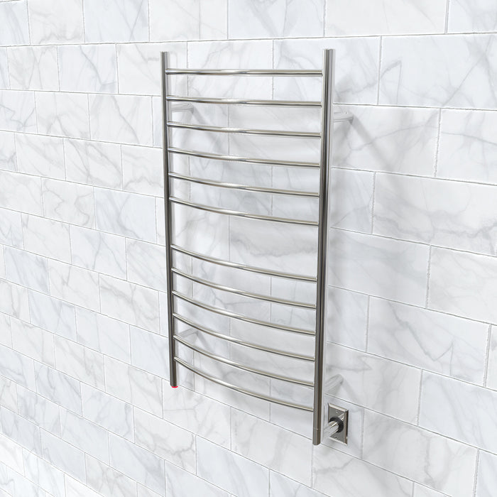 Amba Products Radiant Collection RWHL-CP Hardwired Large Curved 12-Bar Hardwired Towel Warmer - 5.75 x 24.375 x 43 in. - Polished Finish