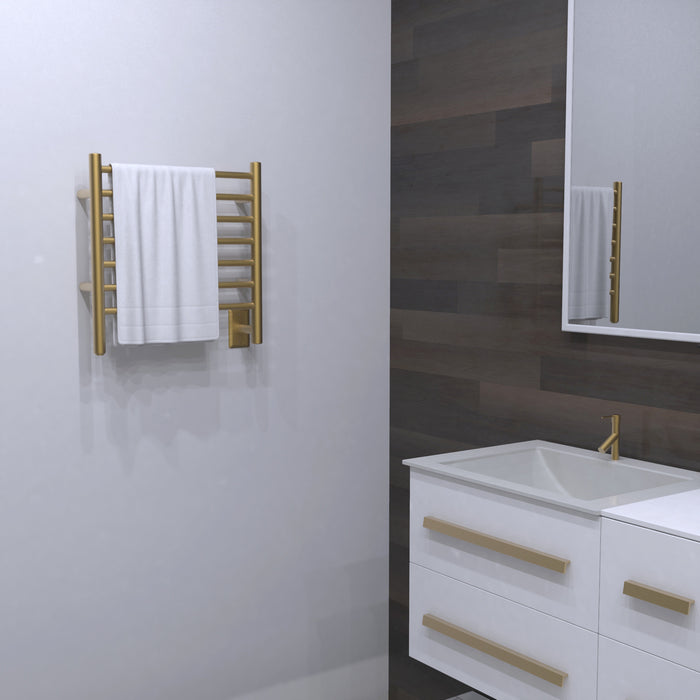 Amba Products Radiant Collection RWHS-SSB Hardwired Small Straight 7-Bar Hardwired Towel Warmer - 4.75 x 20.375 x 21.25 in. - Satin Brass Finish