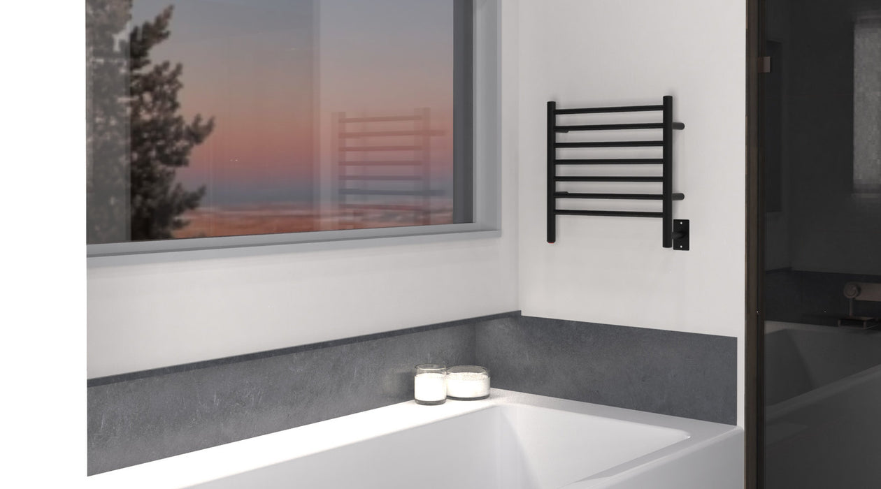 Amba Products Radiant Collection RWHS-SMB Hardwired Small Straight 7-Bar Hardwired Towel Warmer - 4.75 x 20.375 x 21.25 in. - Matte Black Finish