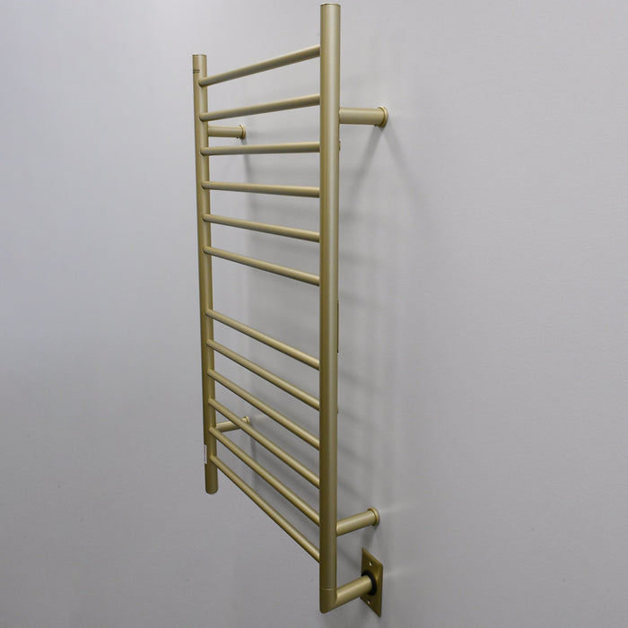 Amba Products Radiant Collection RWHL-SSB Hardwired Large Straight 12-Bar Hardwired Towel Warmer - 4.75 x 24.375 x 43 in. - Satin Brass Finish