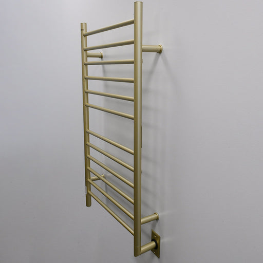 Amba Products RWHL-SSB Radiant Straight 12-Bar Large Hardwired + Plug-in Combo Towel Warmer - 4.75 x 24.5 x 41.75 in. - Satin Brass Finish