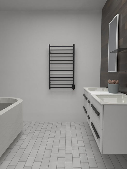 Amba Products Radiant Collection RSWHL-MB Square Hardwired Large 12-Bar Hardwired Towel Warmer - 4.75 x 24.375 x 41.375 in. - Matte Black Finish