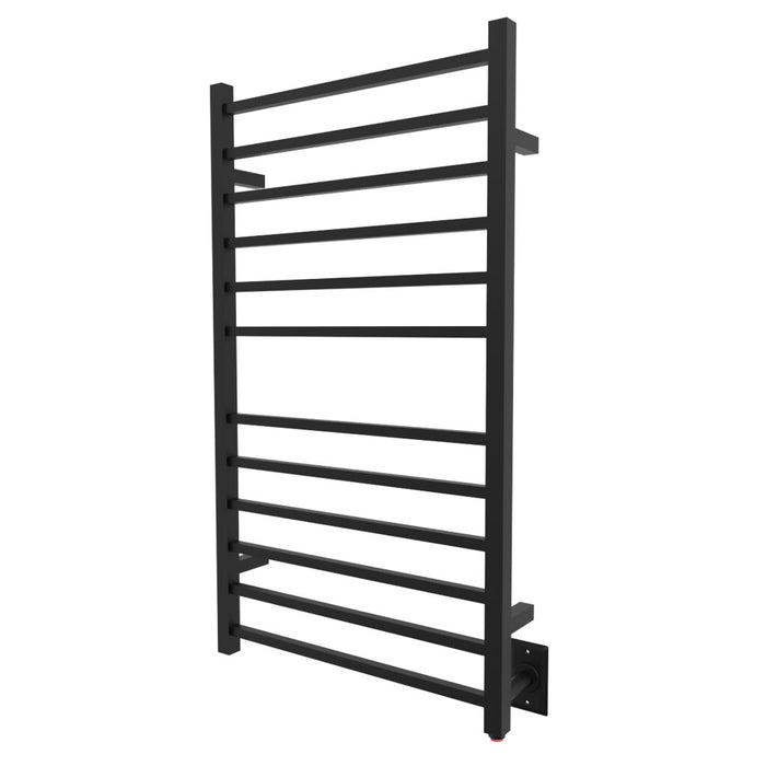 Amba Products Radiant Collection RSWHL-MB Square Hardwired Large 12-Bar Hardwired Towel Warmer - 4.75 x 24.375 x 41.375 in. - Matte Black Finish