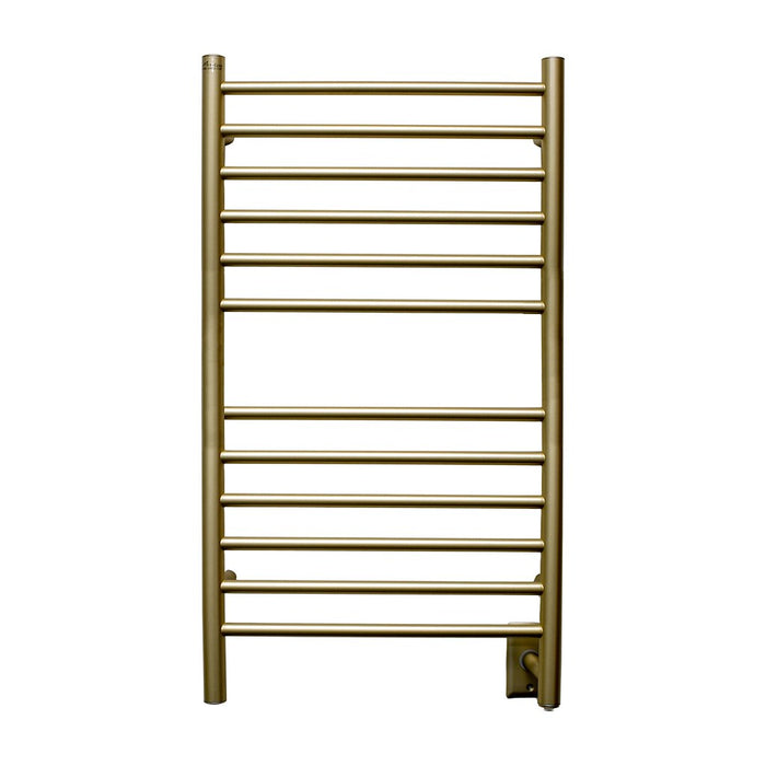 Amba Products Radiant Collection RWHL-SSB Hardwired Large Straight 12-Bar Hardwired Towel Warmer - 4.75 x 24.375 x 43 in. - Satin Brass Finish