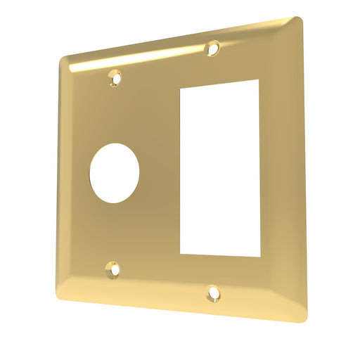 Amba Products Radiant Collection AR-DGP-PG Double Gang Plate Wall Plate - 0.25 x 4.5 x 4.5 in. - Polished Gold Finish
