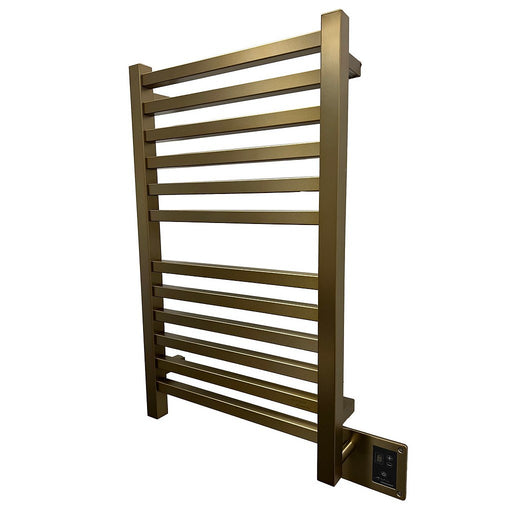 Amba Products Quadro Collection Q2033BB 12-Bar Hardwired Towel Warmer - 4.125 x 24.375 x 35.375 in. - Brushed Bronze Finish
