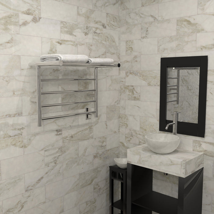 Amba Products RSH-P Radiant 8-Bar Shelf Hardwired Plug-in Combo Towel Warmer - 14 x 24.5 x 19.125 in. - Polished Finish