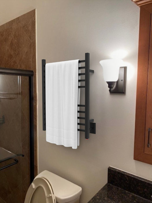 Amba Products RSWH-MB Radiant 10-Bar Square Hardwired Plug-in Combo Towel Warmer - 4.75 x 24.5 x 31.5 in. - Matte Black Finish