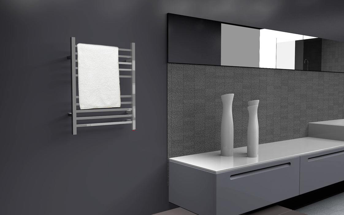 Amba Products RSWH-P Radiant 10-Bar Square Hardwired Plug-in Combo Towel Warmer - 4.75 x 24.5 x 31.5 in. - Polished Finish