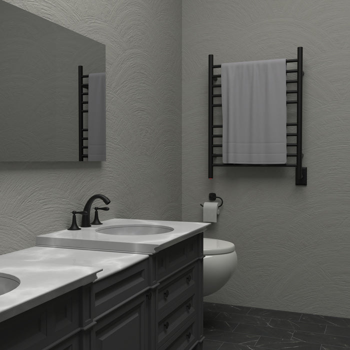 Amba Products RWH-SMB Radiant Straight 10-Bar Hardwired Plug-in Combo Towel Warmer - 4.75 x 24.5 x 31.875 in. - Matte Black Finish