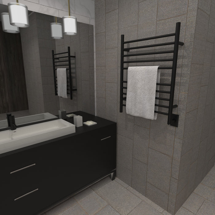 Amba Products RWH-SMB Radiant Straight 10-Bar Hardwired Plug-in Combo Towel Warmer - 4.75 x 24.5 x 31.875 in. - Matte Black Finish