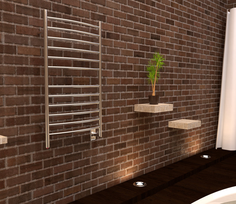 Amba Products RWHL-CB Radiant Curved 12-Bar Large Hardwired Plug-in Combo Towel Warmer - 5.75 x 24.5 x 41.75 in. - Brushed Finish