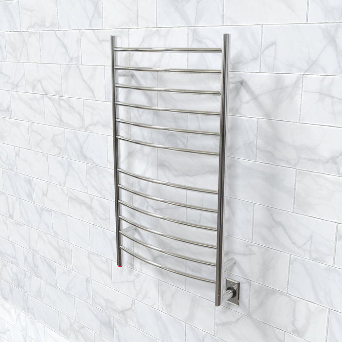 Amba Products RWHL-CP Radiant Curved 12-Bar Large Hardwired Plug-in Combo Towel Warmer - 5.75 x 24.5 x 41.75 in. - Polished Finish