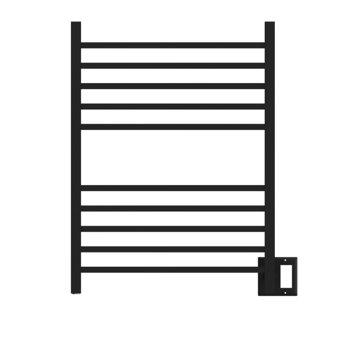 Amba Products RSWH-MB Radiant 10-Bar Square Hardwired + Plug-in Combo Towel Warmer - 4.75 x 24.5 x 31.5 in. - Matte Black Finish