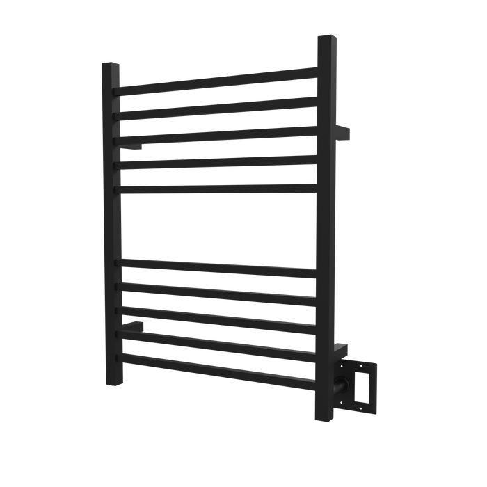 Amba Products RSWH-MB Radiant 10-Bar Square Hardwired + Plug-in Combo Towel Warmer - 4.75 x 24.5 x 31.5 in. - Matte Black Finish