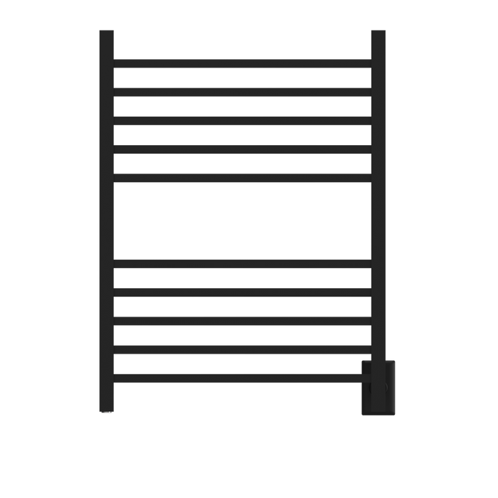 Amba Products RSWH-MB Radiant 10-Bar Square Hardwired + Plug-in Combo Towel Warmer - 4.75 x 24.5 x 31.5 in. - Matte Black Finish