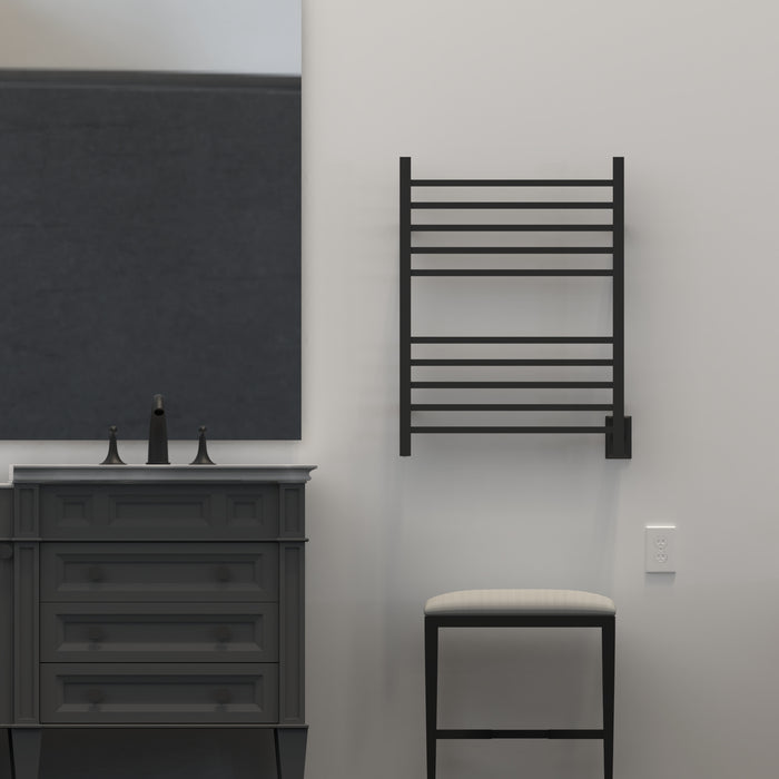 Amba Products RSWH-MB Radiant 10-Bar Square Hardwired + Plug-in Combo Towel Warmer - 4.75 x 24.5 x 31.5 in. - Matte Black Finish