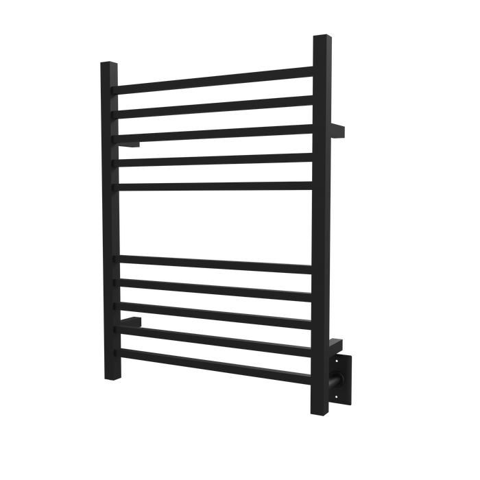 Amba Products RSWH-MB Radiant 10-Bar Square Hardwired + Plug-in Combo Towel Warmer - 4.75 x 24.5 x 31.5 in. - Matte Black Finish