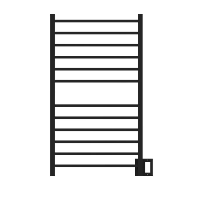 Amba Products RSWHL-MB Radiant 12-Bar Large Square Hardwired + Plug-in Combo Towel Warmer - 4.75 x 24.5 x 41.75 in. - Matte Black Finish