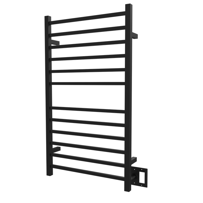 Amba Products RSWHL-MB Radiant 12-Bar Large Square Hardwired + Plug-in Combo Towel Warmer - 4.75 x 24.5 x 41.75 in. - Matte Black Finish