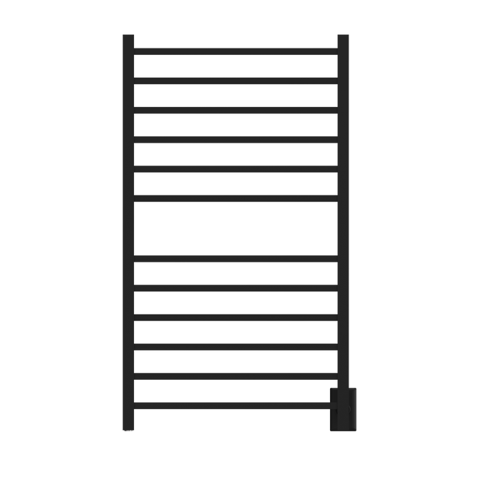 Amba Products RSWHL-MB Radiant 12-Bar Large Square Hardwired + Plug-in Combo Towel Warmer - 4.75 x 24.5 x 41.75 in. - Matte Black Finish