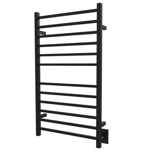 Amba Products RSWHL-MB Radiant 12-Bar Large Square Hardwired + Plug-in Combo Towel Warmer - 4.75 x 24.5 x 41.75 in. - Matte Black Finish