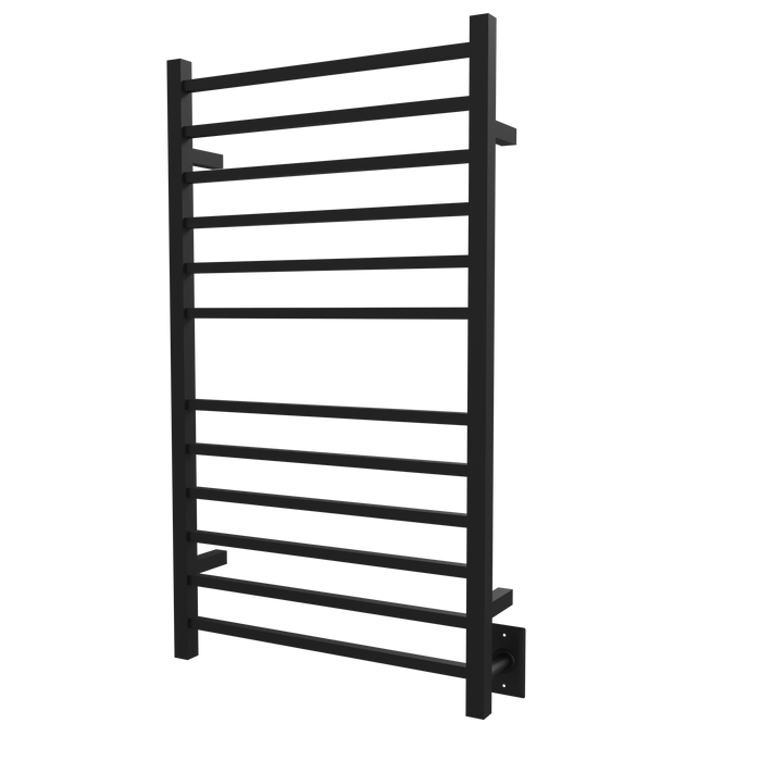 Amba Products RSWHL-MB Radiant 12-Bar Large Square Hardwired + Plug-in Combo Towel Warmer - 4.75 x 24.5 x 41.75 in. - Matte Black Finish