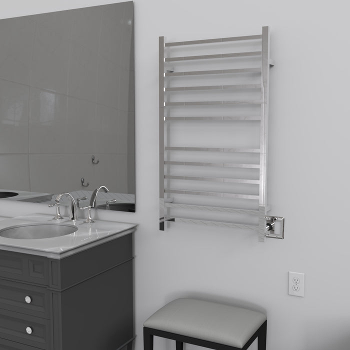 Amba Products RSWHL-P Radiant 12-Bar Large Square Hardwired + Plug-in Combo Towel Warmer - 4.75 x 24.5 x 41.75 in. - Polished Finish