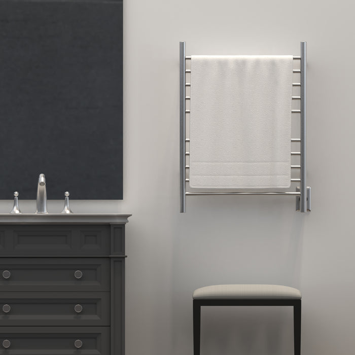 Amba Products RWH-SB Radiant Straight 10-Bar Hardwired + Plug-in Combo Towel Warmer - 4.75 x 24.5 x 31.875 in. - Brushed Finish