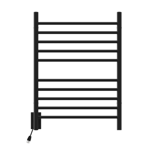 Amba Products RWH-SMB-LEFT Radiant Straight 10-Bar Hardwired + Plug-in Combo (Left Side) Towel Warmer - 4.75 x 24.5 x 31.875 in. - Matte Black Finish