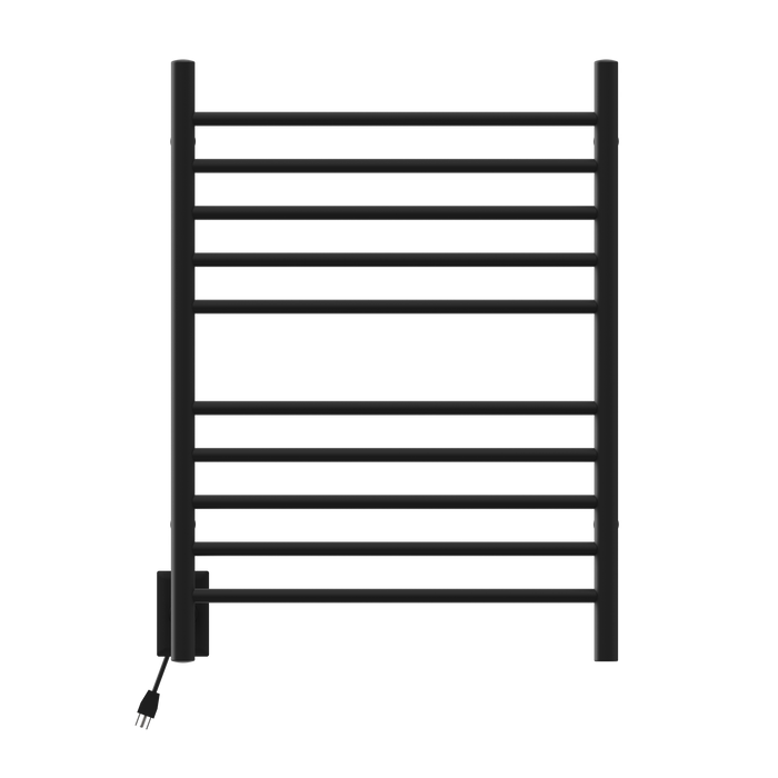 Amba Products RWH-SMB-LEFT Radiant Straight 10-Bar Hardwired + Plug-in Combo (Left Side) Towel Warmer - 4.75 x 24.5 x 31.875 in. - Matte Black Finish