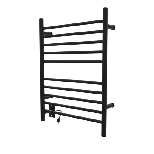 Amba Products RWH-SMB-LEFT Radiant Straight 10-Bar Hardwired + Plug-in Combo (Left Side) Towel Warmer - 4.75 x 24.5 x 31.875 in. - Matte Black Finish