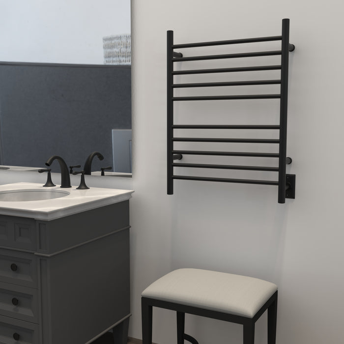 Amba Products RWH-SMB Radiant Straight 10-Bar Hardwired + Plug-in Combo Towel Warmer - 4.75 x 24.5 x 31.875 in. - Matte Black Finish