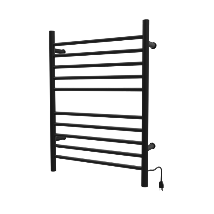 Amba Products RWH-SMB Radiant Straight 10-Bar Hardwired + Plug-in Combo Towel Warmer - 4.75 x 24.5 x 31.875 in. - Matte Black Finish