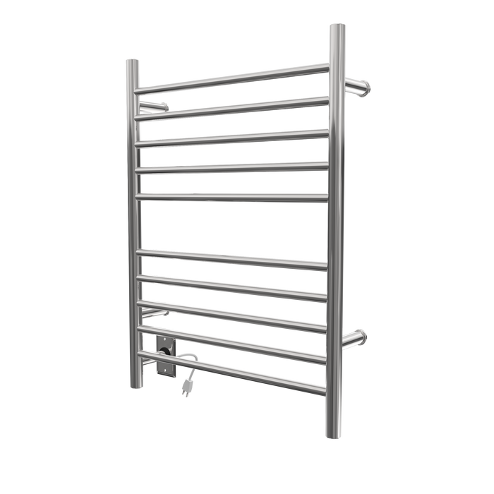 Amba Products RWH-SP-LEFT Radiant Straight 10-Bar Hardwired + Plug-in Combo (Left Side) Towel Warmer - 4.75 x 24.5 x 31.875 in. - Polished Finish