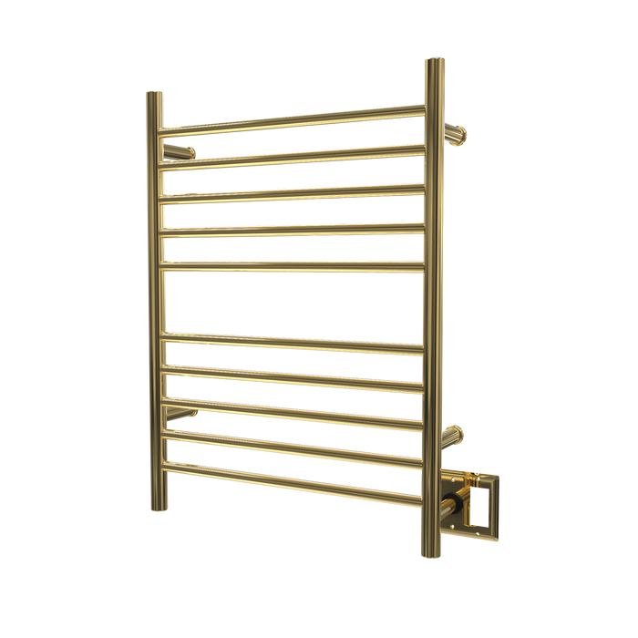 Amba Products RWH-SPG Radiant Straight 10-Bar Hardwired + Plug-in Combo Towel Warmer - 4.75 x 24.5 x 31.875 in. - Polished Gold Finish