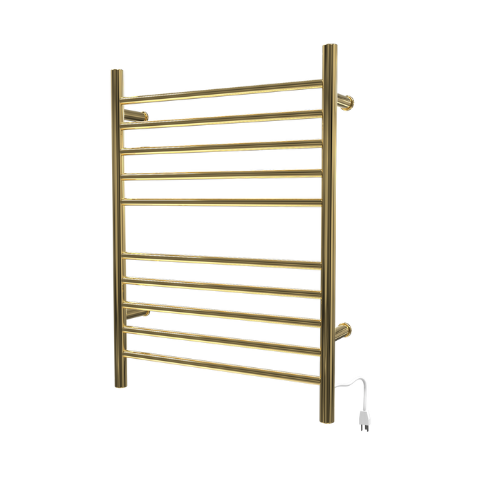 Amba Products RWH-SPG Radiant Straight 10-Bar Hardwired + Plug-in Combo Towel Warmer - 4.75 x 24.5 x 31.875 in. - Polished Gold Finish