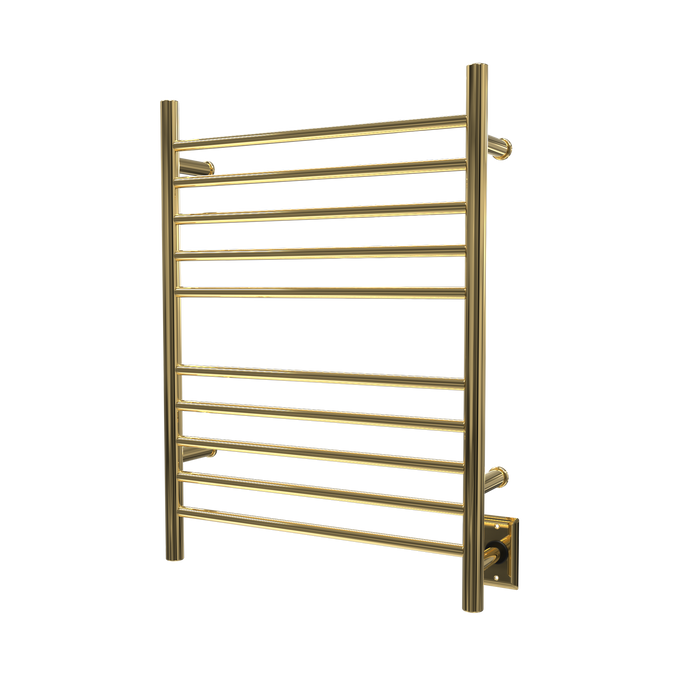 Amba Products RWH-SPG Radiant Straight 10-Bar Hardwired + Plug-in Combo Towel Warmer - 4.75 x 24.5 x 31.875 in. - Polished Gold Finish