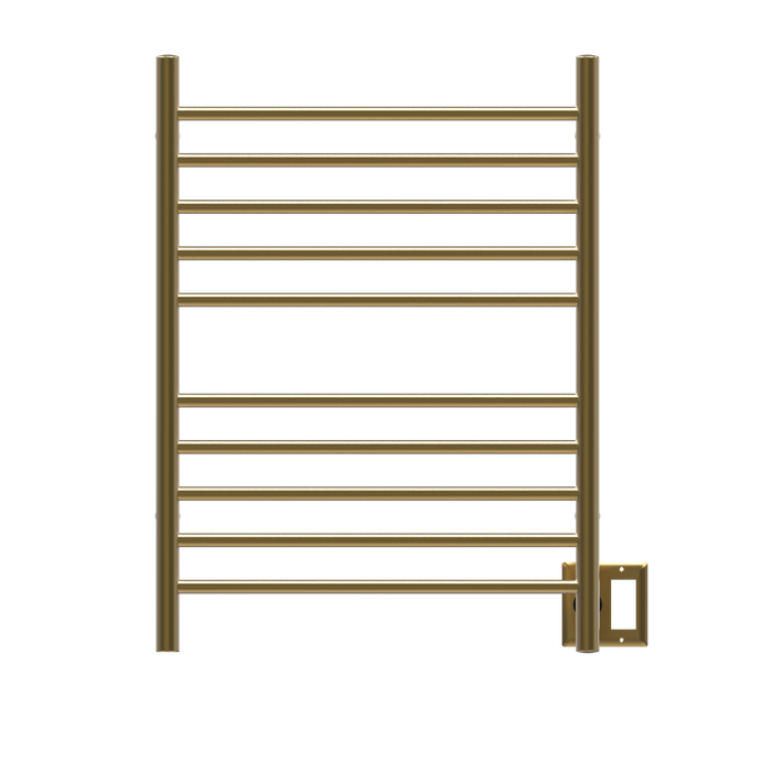 Amba Products RWH-SSB Radiant Straight 10-Bar Hardwired + Plug-in Combo Towel Warmer - 4.75 x 24.5 x 31.875 in. - Satin Brass Finish