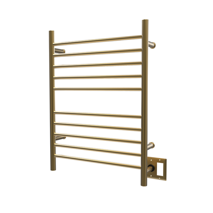 Amba Products RWH-SSB Radiant Straight 10-Bar Hardwired + Plug-in Combo Towel Warmer - 4.75 x 24.5 x 31.875 in. - Satin Brass Finish