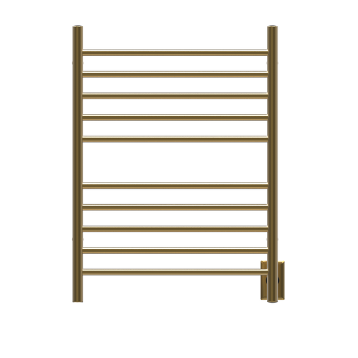Amba Products RWH-SSB Radiant Straight 10-Bar Hardwired + Plug-in Combo Towel Warmer - 4.75 x 24.5 x 31.875 in. - Satin Brass Finish