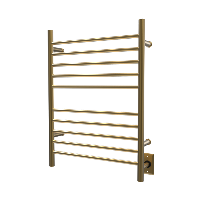Amba Products RWH-SSB Radiant Straight 10-Bar Hardwired + Plug-in Combo Towel Warmer - 4.75 x 24.5 x 31.875 in. - Satin Brass Finish